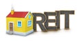 REIT text with 3d house Royalty Free Stock Photo