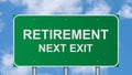 Retirement next exit road sign.