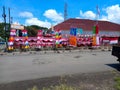 Rejang Lebong, Indonesia. August 2022.seasonal flag seller by the roadside. in the context of Indonesia& x27;s independence day