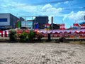 Rejang Lebong, Indonesia. August 2022.seasonal flag seller by the roadside. in the context of Indonesia& x27;s independence day