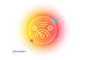 Reject bandwidth meter line icon. No internet sign. Gradient blur button. Vector