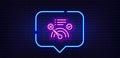 Reject bandwidth meter line icon. No internet sign. Neon light speech bubble. Vector Royalty Free Stock Photo