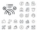 Reject bandwidth meter line icon. No internet sign. Salaryman, gender equality and alert bell. Vector