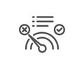 Reject bandwidth meter line icon. No internet sign. Vector