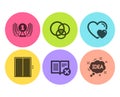 Reject book, Lift and Laureate award icons set. Euler diagram, Hearts and Idea signs. Delete article, Elevator. Vector