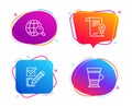 Reject certificate, Checkbox and Internet search icons set. Double latte sign. Vector