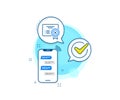 Reject certificate line icon. Decline document sign. Vector