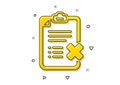 Reject checklist icon. Decline document sign. Vector
