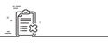 Reject checklist line icon. Decline document sign. Minimal line pattern banner. Vector