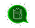 Reject checklist line icon. Decline document sign. Vector