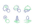 Reject click, Crowdfunding and Smile icons set. Select user, Restaurant food and Water care signs. Vector