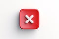 Reject 3d icon, close symbol, delete sign and deny icon on white background cancel checkbox element and app button