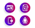 Reject file, Browser window and Smartphone protection icons set. Group sign. Vector