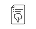 Reject file line icon. Decline document sign. Vector Royalty Free Stock Photo