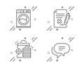 Reject file, Seo shopping and Washing machine icons set. Text message sign. Vector