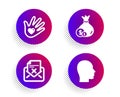 Reject letter, Cash and Social responsibility icons set. Head sign. Vector