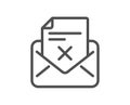 Reject letter line icon. Delete mail sign. Vector
