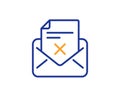 Reject letter line icon. Delete mail sign. Vector