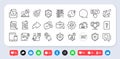 Reject letter, Unknown file and Statistics timer line icons pack. For web app. Social media icons. Vector