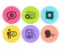 Reject, Like and Web system icons set. Cogwheel, Certificate and Breathing exercise signs. Vector