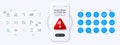 Reject mail, Empower and Graph line icons. For web app, printing. Phone mockup with 3d danger icon. Vector