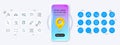 Reject mail, Food delivery and Fast recovery line icons. For web app, printing Vector