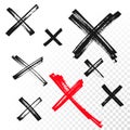Reject mark criss cross sign crossed hand drawn vector icon Royalty Free Stock Photo