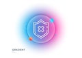 Reject protection line icon. Decline shield sign. Gradient blur button. Vector