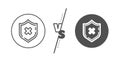 Reject protection line icon. Decline shield sign. Vector