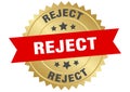 reject. reject round red and gold label isolated on transparent background
