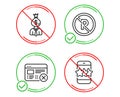 Reject web, Manager and No parking icons set. Star sign. No internet, Work profit, Car park. Phone feedback. Vector