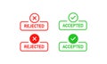 Rejected and accepted sign. Cross mark and check mark. Vector EPS 10. Isolated on white background Royalty Free Stock Photo