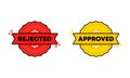 Rejected, approved badge. Vector. Rejected, approved stamp icon. Certified badge logo. Stamp Template. Label, Sticker, Icons. Royalty Free Stock Photo