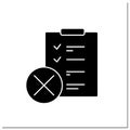 Rejected checklist glyph icon