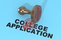 Rejected college application concept with wooden stamp