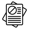 Rejected documents icon, outline style