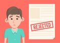 Rejected paper document. Cartoon Vector illustration