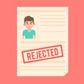 Rejected paper document. Cartoon Vector illustration