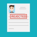 Rejected paper document. Vector illustration