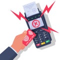 Rejected payment NFC concept. Landing page contactless terminal.
