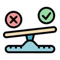 Rejected scales comparison icon color outline vector