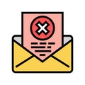 rejection letter color icon vector illustration