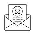 rejection letter line icon vector illustration