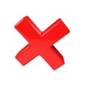 Rejection red icon render. 3D rejected sign. Check mark. Cross sign - can be used as symbols of wrong, close, deny etc