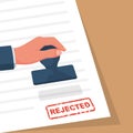 Rejection stamp in hand businessman. Red approved stamp Royalty Free Stock Photo