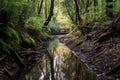 rejuvenated creek through recovering forest