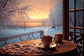 Rejuvenating Morning coffee winter. Generate Ai