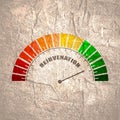 Color scale with arrow from red to green.