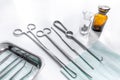 Rejuvenation by plastic surgery: medical instruments on white table backgrond copyspase Royalty Free Stock Photo
