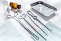 Rejuvenation by plastic surgery: medical instruments on white table backgrond Royalty Free Stock Photo